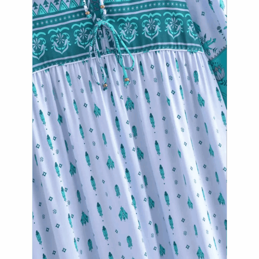 la Robe longue bohème bleu turquoise