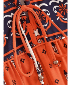 la Robe longue bohème amérindienne orange pour femme