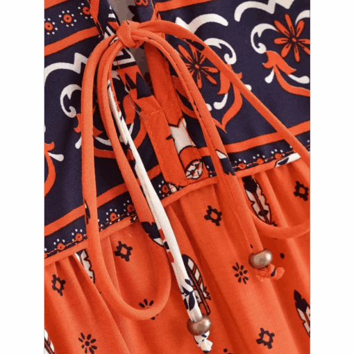 la Robe longue bohème amérindienne orange pour femme