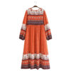 Robe longue bohème amérindienne orange