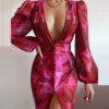 Robe longue fleurie décolleté plongeant