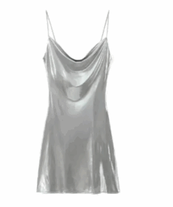 Robe argentée dos nu drapée