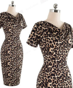 Robe cintrée léopard vintage pour femme