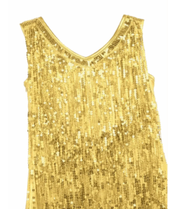 Robe charleston dorée à franges pailletées pour femme