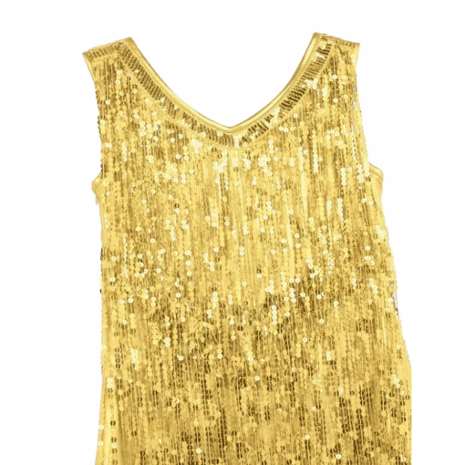 Robe charleston dorée à franges pailletées pour femme