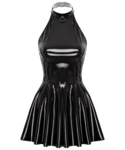 la Robe patineuse vinyle noire pour femme