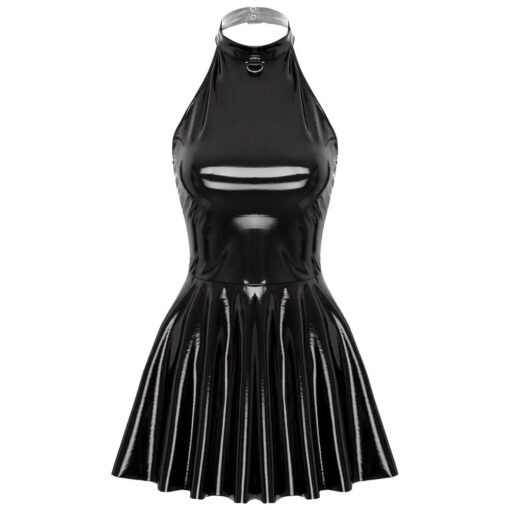 la Robe patineuse vinyle noire pour femme