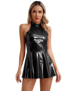 Robe patineuse vinyle noire
