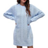 Robe pull bleu pastel torsadée