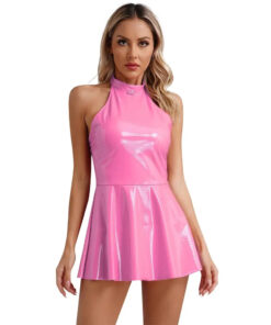 Robe Vinyle Rose Fluo