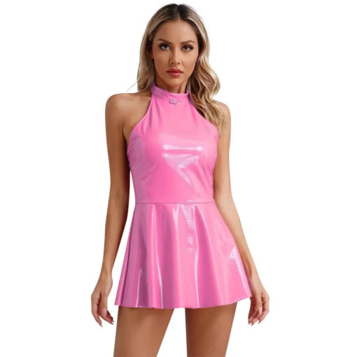 Robe Vinyle Rose Fluo