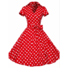 Robe pin-up pois rouge ceinturée