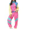 Survêtement satiné rose fluo femme