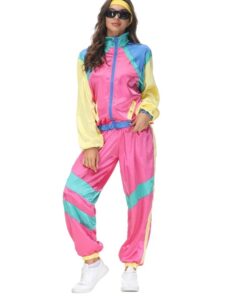Survêtement satiné rose fluo femme