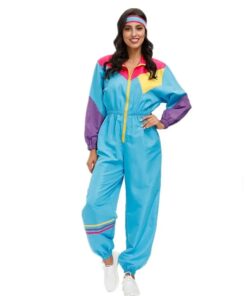 Combinaison vintage bleu électrique femme