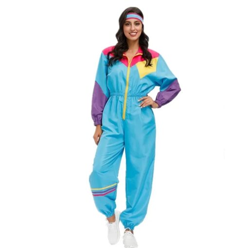 Combinaison vintage bleu électrique femme