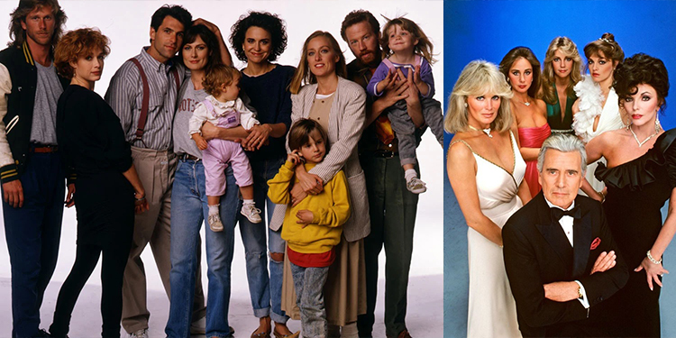 Séries télé années 80 – Tenues familiales décontractées et looks glamour inspirés de shows cultes comme Dynastie