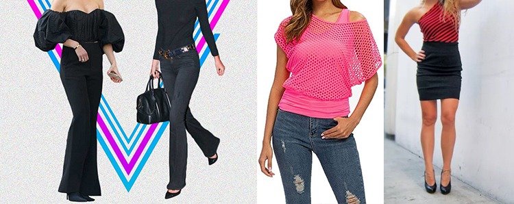 Tenues soirée années 80 femme – Looks noirs élégants, tops fluo, résille rose et jupes moulantes rétro revisitées
