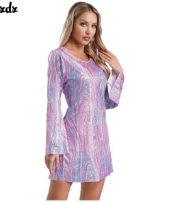 Robe Mini Disco Galaxy Rose & Lavande | Déguisement 80's