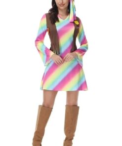 Robe Hippie Arc-en-Ciel & Gilet Frangé