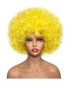 Perruque Afro Disco Jaune Fluo