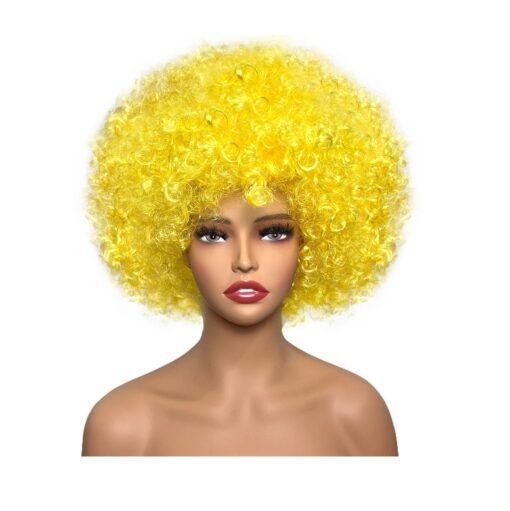 Perruque Afro Disco Jaune Fluo