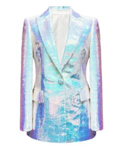 Blazer Holographique Blanc Irisé
