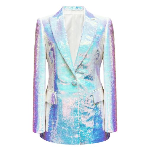 Blazer Holographique Blanc Irisé