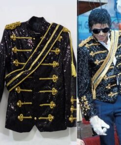 Veste Officier Pailletée Noire Années 80