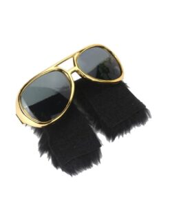 Lunettes année 80 dorées avec rouflaquettes noires