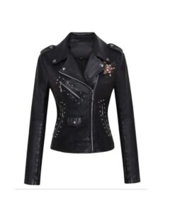 Veste année 80 noire brodée