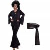 Ensemble Disco Femme Noir à Paillettes Multicolores