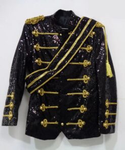 Veste Officier Pailletée Noire Années 80