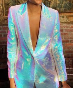 Blazer Holographique Blanc Irisé