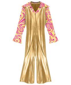 Combinaison Disco Homme Dorée & Psyché Rose