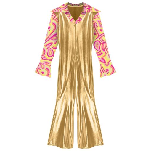Combinaison Disco Homme Dorée & Psyché Rose