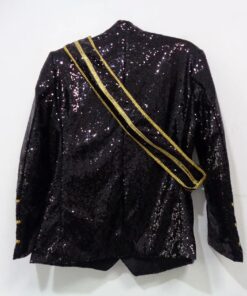 Veste Officier Pailletée Noire Années 80