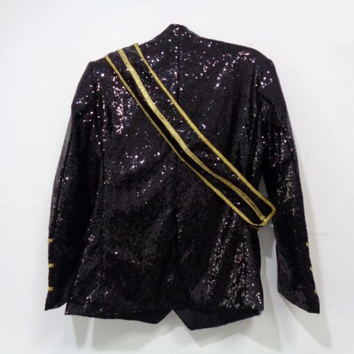 Veste Officier Pailletée Noire Années 80