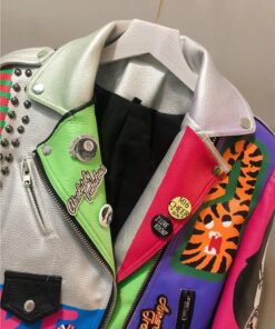 col de la Veste année 80 multicolore punk