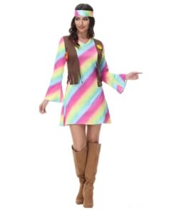 Robe Hippie Arc-en-Ciel & Gilet Frangé