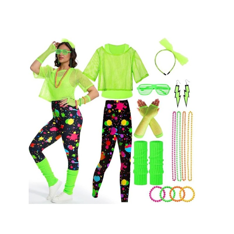 Ensemble Fluo Année 80 Multicolore