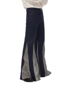 Jean Bleu & Paillettes Argent Années 80