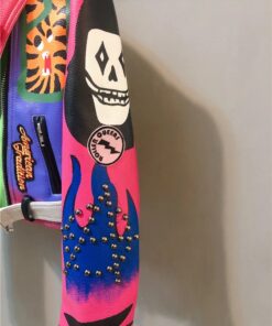 design de la Veste année 80 multicolore punk