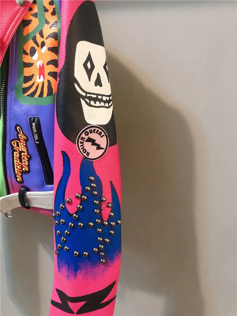 design de la Veste année 80 multicolore punk