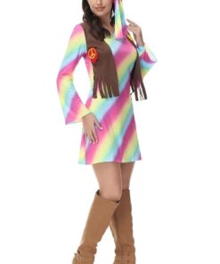 Robe Hippie Arc-en-Ciel & Gilet Frangé