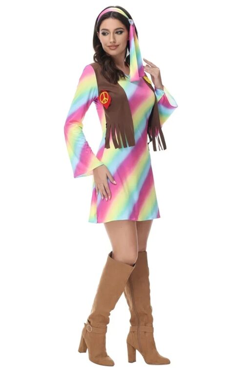 Robe Hippie Arc-en-Ciel & Gilet Frangé