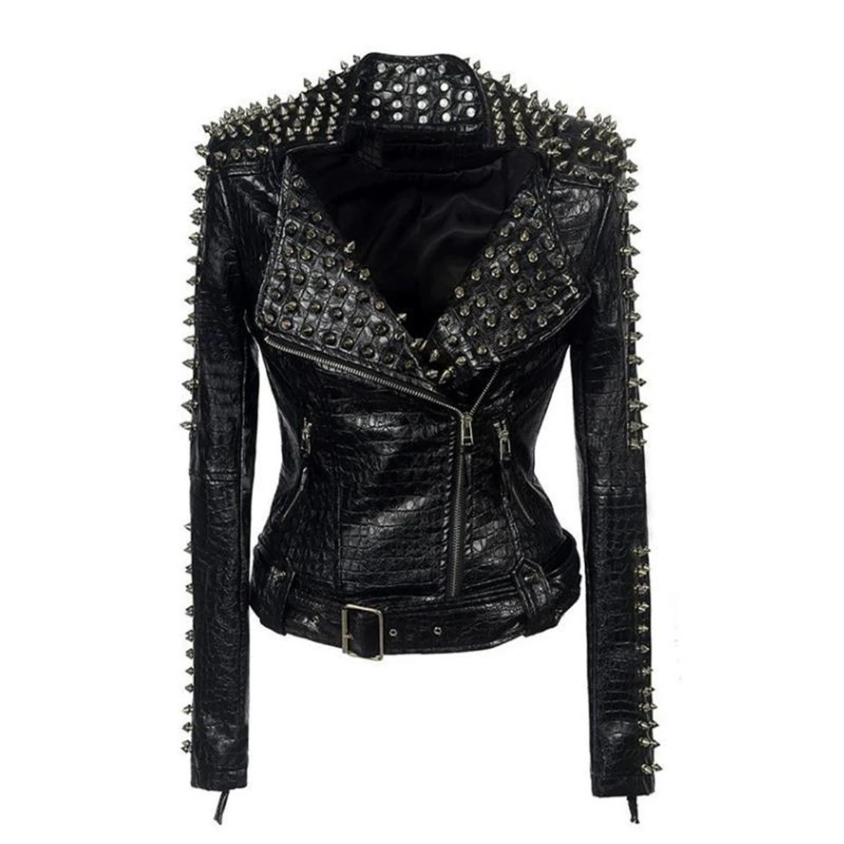 Veste année 80 rock croco noire
