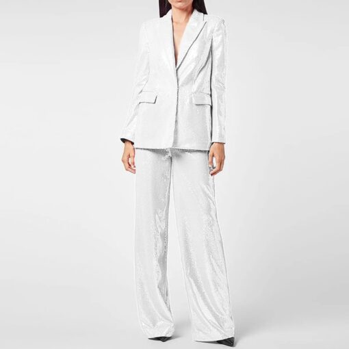 Tailleur Pailleté Fuchsia Flamme blanc