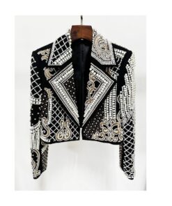 Veste année 80 perles et broderies baroques