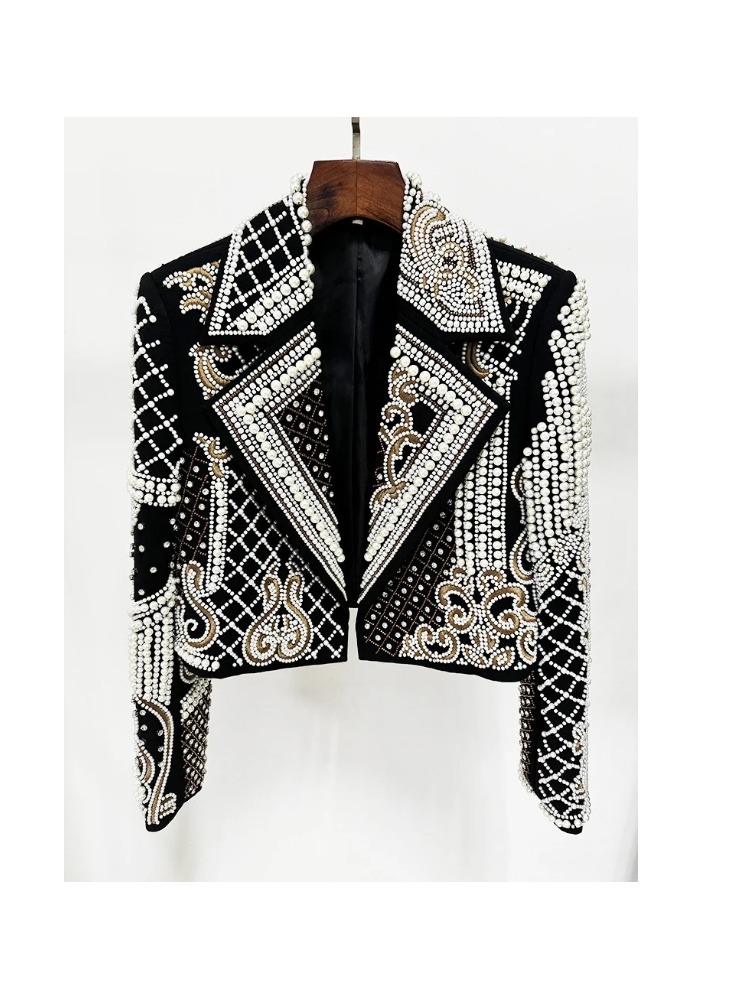 Veste année 80 perles et broderies baroques